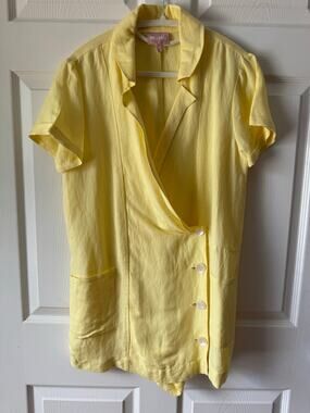 Show Me Your Mumu BiCoastal Blazer Romper Butter Yellow Linen Blend Skort Size M